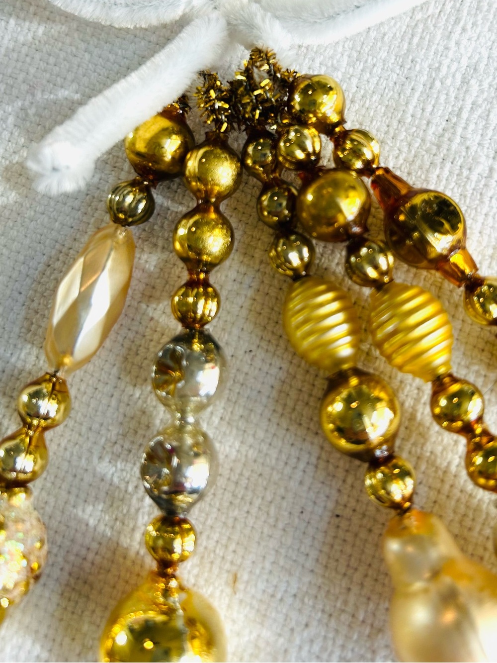 Mini Vintage Repurposed holiday Christmas ornaments, mercury Glass bead icicle - Picture 4 of 5
